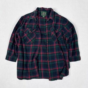 Abercrombie Fitch Vintage 90s Flannel Shirt Mens Size S Red Green Plaid Oversize